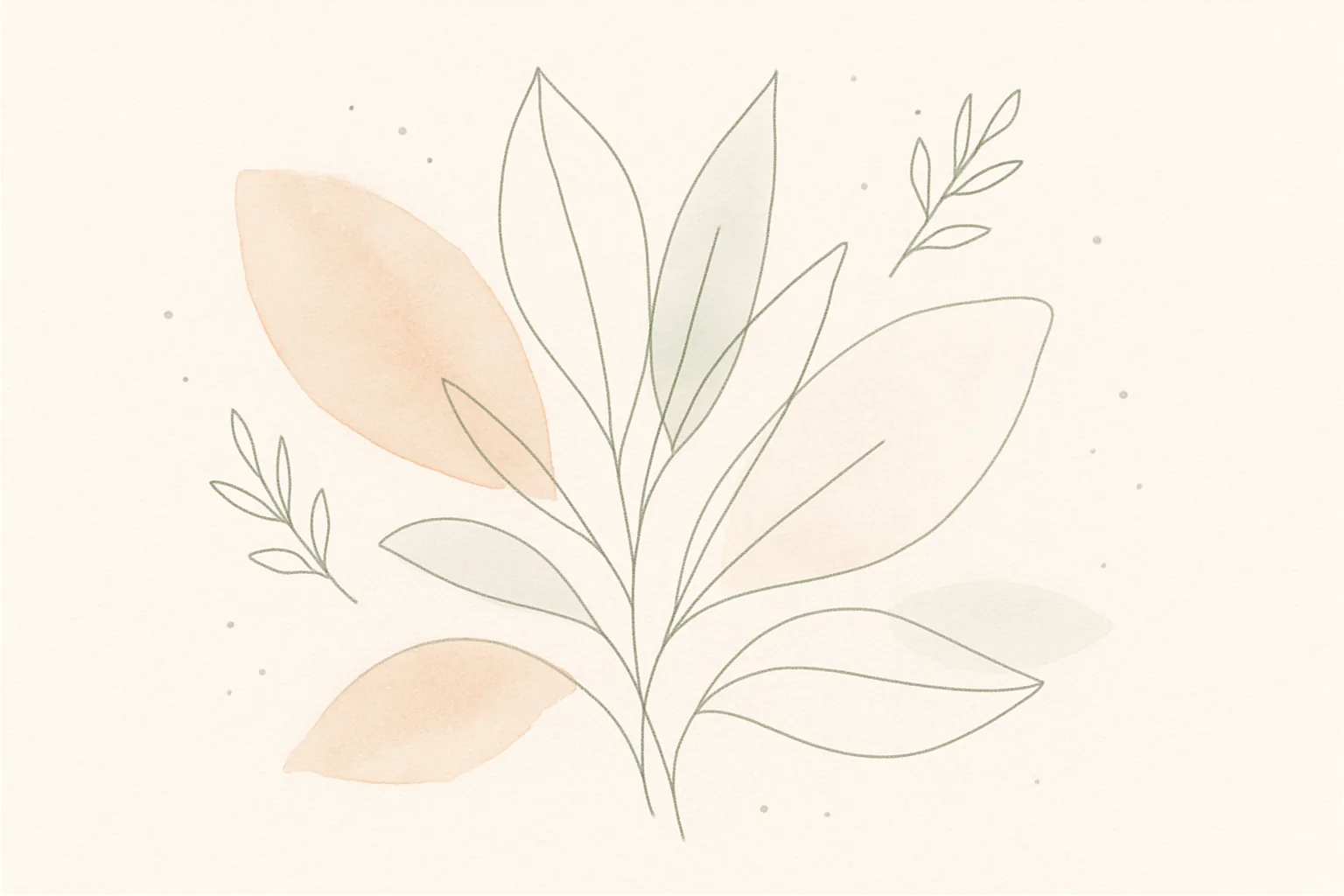 Soft abstract botanical illustration in cream and sage tones