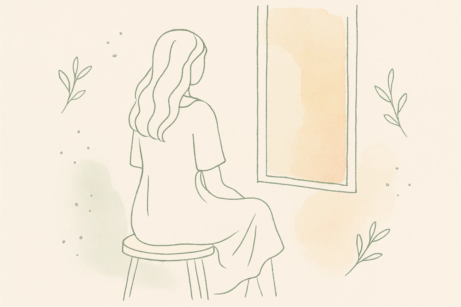 A figure in soft silhouette facing a window in warm morning light